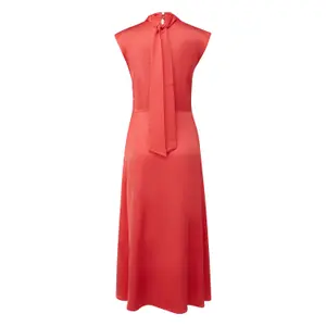 Women’s Satin Mid-Length Flared Dress with High Neck and Slit COMMA image-1