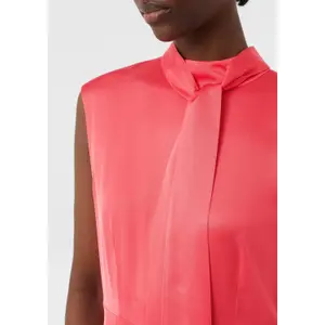 Women’s Satin Mid-Length Flared Dress with High Neck and Slit COMMA image-3