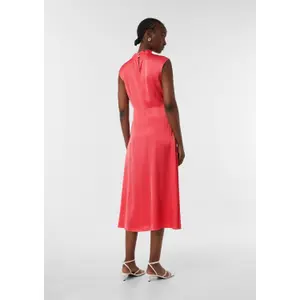 Women’s Satin Mid-Length Flared Dress with High Neck and Slit COMMA image-4