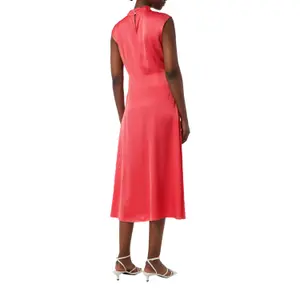 Women’s Satin Mid-Length Flared Dress with High Neck and Slit COMMA image-5