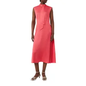 Women’s Satin Mid-Length Flared Dress with High Neck and Slit COMMA image-6