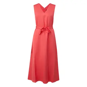 Mid-Length Satin Effect V-Neck Dress with Tied Belt for Women COMMA image-0