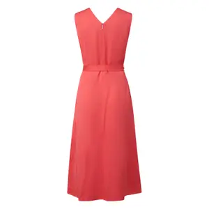 Mid-Length Satin Effect V-Neck Dress with Tied Belt for Women COMMA image-1