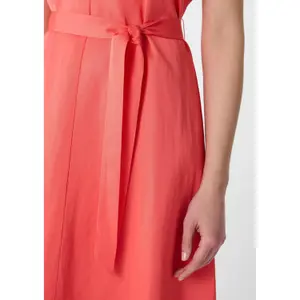 Mid-Length Satin Effect V-Neck Dress with Tied Belt for Women COMMA image-3