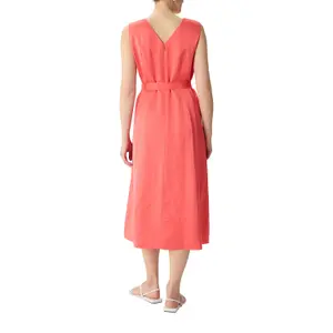 Mid-Length Satin Effect V-Neck Dress with Tied Belt for Women COMMA image-5