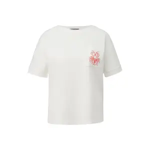 Women's Relaxed Fit T-Shirt with Chest Pocket and Embroidery COMMA image-0