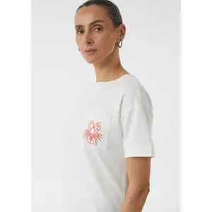 Women's Relaxed Fit T-Shirt with Chest Pocket and Embroidery COMMA image-3
