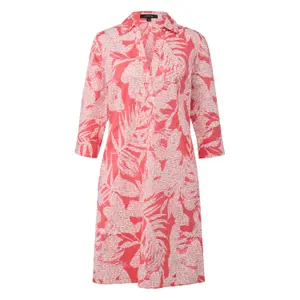 Short Printed Cotton Poplin Shirt Dress V-Neck Women COMMA image-0