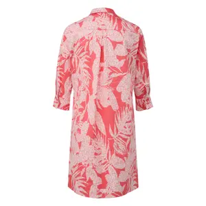 Short Printed Cotton Poplin Shirt Dress V-Neck Women COMMA image-1