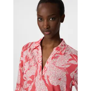 Short Printed Cotton Poplin Shirt Dress V-Neck Women COMMA image-3