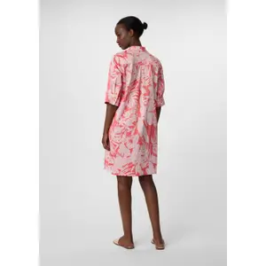 Short Printed Cotton Poplin Shirt Dress V-Neck Women COMMA image-4