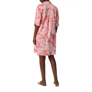 Short Printed Cotton Poplin Shirt Dress V-Neck Women COMMA image-5