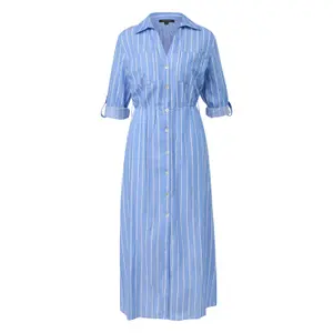 Belted Long Sleeve Midi Shirt Dress Women Linen COMMA image-0