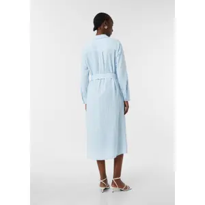 Belted Long Sleeve Midi Shirt Dress Women Linen COMMA image-4