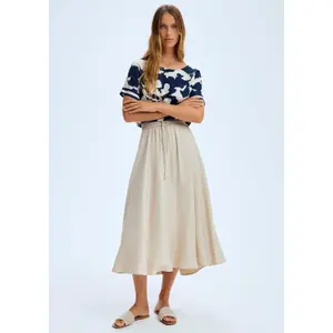 Women's Satin Midi Skirt with Bow Detail COMMA image-6