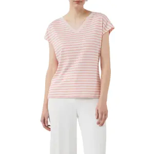 Women's Striped V-Neck Viscose T-Shirt COMMA image-2