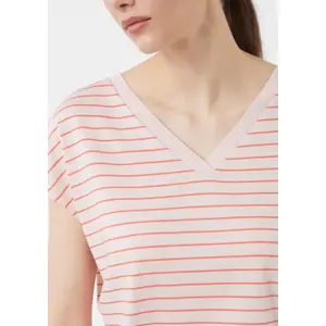 Women's Striped V-Neck Viscose T-Shirt COMMA image-3
