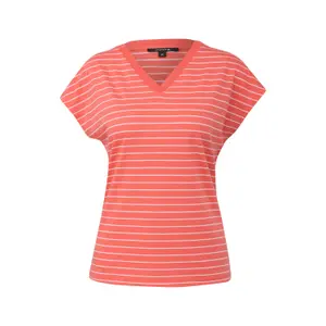 Women's Striped V-Neck Viscose T-Shirt COMMA image-0