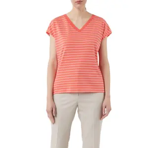 Women's Striped V-Neck Viscose T-Shirt COMMA image-2