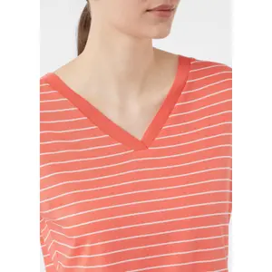 Women's Striped V-Neck Viscose T-Shirt COMMA image-3