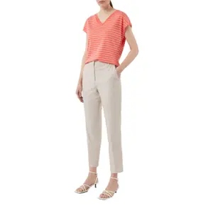 Women's Striped V-Neck Viscose T-Shirt COMMA image-6