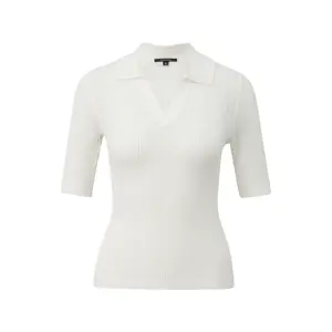 Sheer Knit Polo Neck Top for Women COMMA image-0