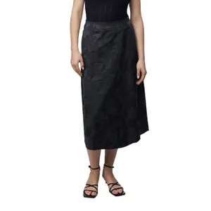 Midi Flared Skirt with Slit Pockets in Jacquard Women COMMA image-2