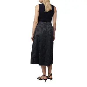 Midi Flared Skirt with Slit Pockets in Jacquard Women COMMA image-5