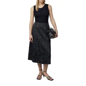Midi Flared Skirt with Slit Pockets in Jacquard Women COMMA image-6