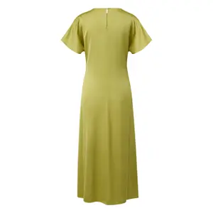 Midi Satin Dress with Gathered Round Neck and Zip Back Women COMMA image-1
