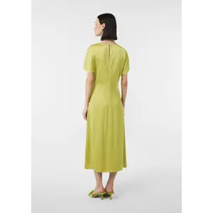 Midi Satin Dress with Gathered Round Neck and Zip Back Women COMMA image-4