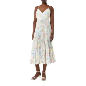 Floral Midi Dress with Adjustable Straps and Open Back for Women COMMA image-2