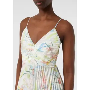 Floral Midi Dress with Adjustable Straps and Open Back for Women COMMA image-3