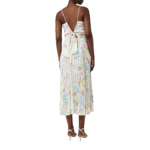 Floral Midi Dress with Adjustable Straps and Open Back for Women COMMA image-5