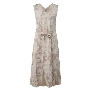 Womens Printed Satin Midi Dress with V-Neck and Tied Belt COMMA image-0