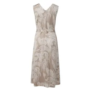 Womens Printed Satin Midi Dress with V-Neck and Tied Belt COMMA image-1