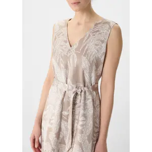 Womens Printed Satin Midi Dress with V-Neck and Tied Belt COMMA image-3