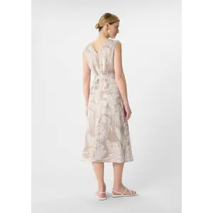 Womens Printed Satin Midi Dress with V-Neck and Tied Belt COMMA image-4