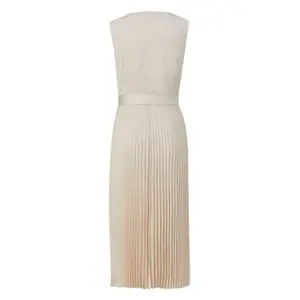 Women's Sleeveless Midi Satin Dress with Pleated Skirt and Tied Belt COMMA image-1