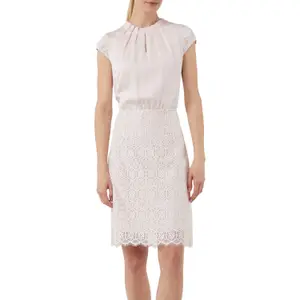 Satin Flared Short Dress with Lace Skirt Women COMMA image-2