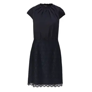 Satin Flared Short Dress with Lace Skirt Women COMMA image-0