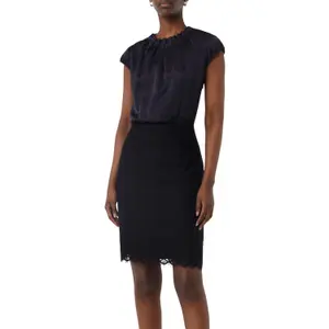 Satin Flared Short Dress with Lace Skirt Women COMMA image-2
