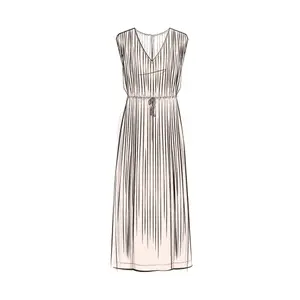 Sleeveless Pleated Chiffon Midi Dress with V-Neck Elasticated Waist Women COMMA image-6