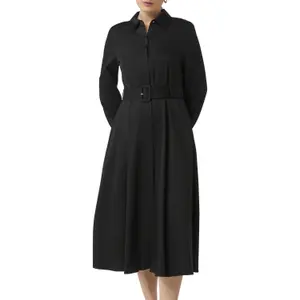 Women's Midi Shirt Dress in Cotton Poplin with Tied Belt COMMA image-2