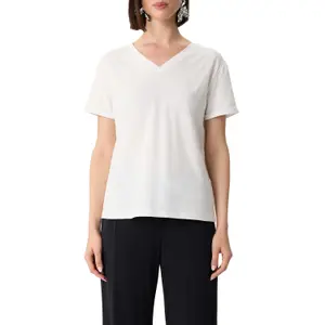 Womens Embroidered Jersey V-Neck T-Shirt COMMA image-2