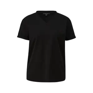 Womens Embroidered Jersey V-Neck T-Shirt COMMA image-0