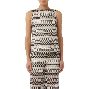 Women's Zigzag Mesh Pattern Tank Top COMMA image-2