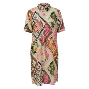 Printed Crepe Shirt Dress with Drawstring for Women COMMA image-0