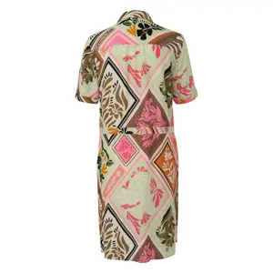 Printed Crepe Shirt Dress with Drawstring for Women COMMA image-1