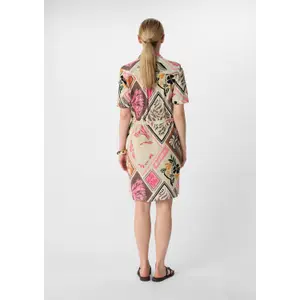Printed Crepe Shirt Dress with Drawstring for Women COMMA image-4
